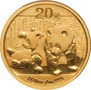 20 Yuan Panda, China, 2010 reverse image