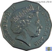50 Cents - Elizabeth II 4th Portrait - Australians at War - Tobruk obverse image