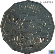 50 Cents - Elizabeth II 4th Portrait - Australians at War - Tobruk, Australia, 2015 reverse image