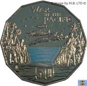 50 Cents - Elizabeth II 4th Portrait - Australians at War - War in the Pacific, Australia, 2015 reverse image