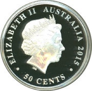 50 Cents - Elizabeth II 4th Portrait - Australian Kookaburra obverse image