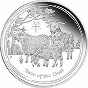 50 Cents - Elizabeth II 4th Portrait - Year of the Goat - Silver Bullion Coin reverse image