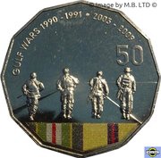 50 Cents - Elizabeth II 4th Portrait - Australians at War - Gulf Wars, Australia, 2016 reverse image