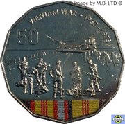50 Cents - Elizabeth II 4th Portrait - Australians at War - Vietnam War, Australia, 2016 reverse image