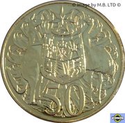 50 Cents - Elizabeth II 4th Portrait - 50th Anniversary of Decimal Currency - Gold Plated, Australia, 2016 reverse image