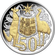 50 Cents - Elizabeth II 4th Portrait - 50th Anniversary of Decimal Currency reverse image