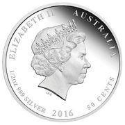 50 Cents - Elizabeth II 4th Portrait - Year of the Monkey - Coloured obverse image