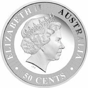 50 Cents - Elizabeth II 4th Portrait - Kangaroo - Silver Bullion Coin obverse image