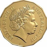 50 Cents - Elizabeth II 4th Portrait - Year of the Rooster - Gold Plated obverse image
