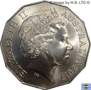 50 Cents - Elizabeth II 4th Portrait - Platinum Wedding Anniversary obverse image