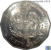 50 Cents - Elizabeth II 4th Portrait - Platinum Wedding Anniversary, Australia, 2017 reverse image