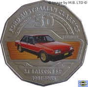 50 Cents - Elizabeth II 4th Portrait - 11 - Ford XE Falcon Sedan, Australia, 2017 reverse image