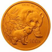 100 Yuan Panda, China, 2004 reverse image
