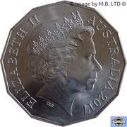 50 Cents - Elizabeth II 4th Portrait - 09 - Ford ZH Fairlane Sedan obverse image
