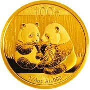 100 Yuan Panda, China, 2009 reverse image