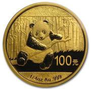 100 Yuan Panda, China, 2014 reverse image