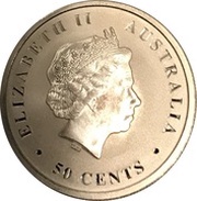 50 Cents - Elizabeth II 4th Portrait - Australian Saltwater Crocodile - Bullion Coin obverse image