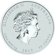 50 Cents - Elizabeth II 4th Portrait - Year of the Rooster - Silver Bullion Coin obverse image