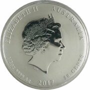 50 Cents - Elizabeth II 4th Portrait - Year of the Rooster - Coloured obverse image