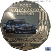50 Cents - Elizabeth II 4th Portrait - Ford High Octane - 1981 XD Falcon Tru-Blu, Australia, 2018 reverse image