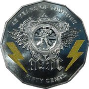 50 Cents - Elizabeth II 4th Portrait - AC/DC 45 Years of Thunder, Australia, 2018 reverse image