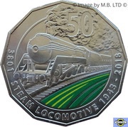 50 Cents - Elizabeth II 4th Portrait - "3801" A Legend of Steam, Australia, 2018 reverse image