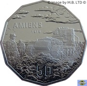 50 Cents - Elizabeth II 4th Portrait - Battle of Amiens, Australia, 2018 reverse image