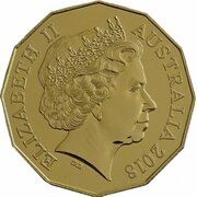 50 Cents - Elizabeth II 4th Portrait - Year of the Dog - Gold Plated obverse image