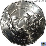 50 Cents - Elizabeth II 4th Portrait - Anzac Spirit - United, Australia, 2018 reverse image