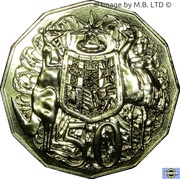 50 Cents - Elizabeth II 2nd Portrait - Dodecagonal type - Gold Plated, Australia, 2019 reverse image