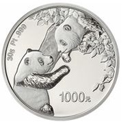 1000 Yuan Panda, China, 2023 reverse image