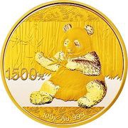 1500 Yuan Panda, China, 2017 reverse image