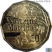 50 Cents - Elizabeth II 6th Portrait - Waltzing Matilda reverse image