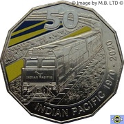 50 Cents - Elizabeth II 6th Portrait - Indian Pacific - 50th Anniversary, Australia, 2020 reverse image