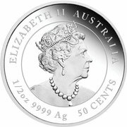 50 Cents - Elizabeth II 6th Portrait - Year of the Mouse; Silver Proof obverse image