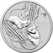50 Cents - Elizabeth II 6th Portrait - Year of the Mouse; Silver Proof, Australia, 2020 reverse image