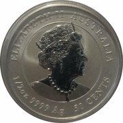 50 Cents - Elizabeth II 6th Portrait - Year of the Mouse; Coloured obverse image