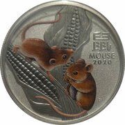50 Cents - Elizabeth II 6th Portrait - Year of the Mouse; Coloured, Australia, 2020 reverse image