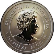 50 Cents - Elizabeth II 6th Portrait - Year of the Mouse; Gilded obverse image