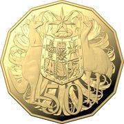 50 Cents - Elizabeth II 6th Portrait - Gold Proof, Australia, 2020-2022 reverse image