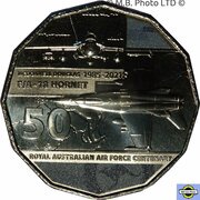 50 Cents - Elizabeth II 6th Portrait - 100 Years RAAF - McDonnell Douglas F/A-18 Hornet, Australia, 2021 reverse image