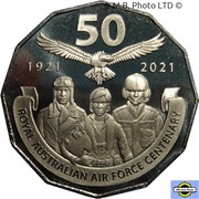 50 Cents - Elizabeth II 6th Portrait - 100 Years RAAF - Century of Air Power, Australia, 2021 reverse image