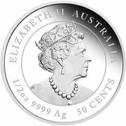 50 Cents - Elizabeth II 6th Portrait - Year of the Ox - Silver Bullion Coin obverse image