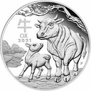 50 Cents - Elizabeth II 6th Portrait - Year of the Ox - Silver Bullion Coin reverse image