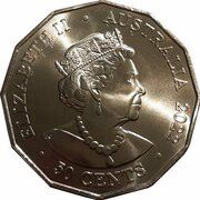 50 Cents - Elizabeth II 6th Portrait - 75th Anniversary Australian Signals Directorate obverse image