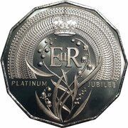 50 Cents - Elizabeth II 6th Portrait - Platinum Jubilee, Australia, 2022 reverse image