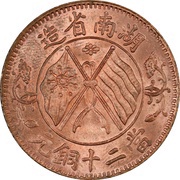 20 Cash "TWENTY CASH"; five characters, China, 1919 reverse image
