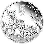 50 Cents - Elizabeth II 6th Portrait - Year of the Tiger; Silver Bullion reverse image