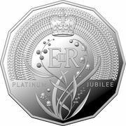 50 Cents - Elizabeth II 6th Portrait - Platinum Jubilee; Silver Proof, Australia, 2022 reverse image