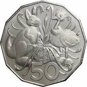 50 Cents - Elizabeth II 6th Portrait - Plush Toy Coat of Arms, Australia, 2022-2023 reverse image